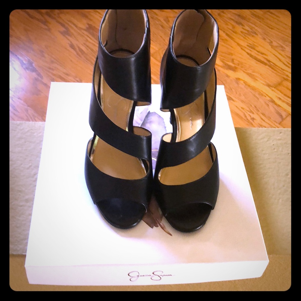 Jessica Simpson Black Leather Heels
